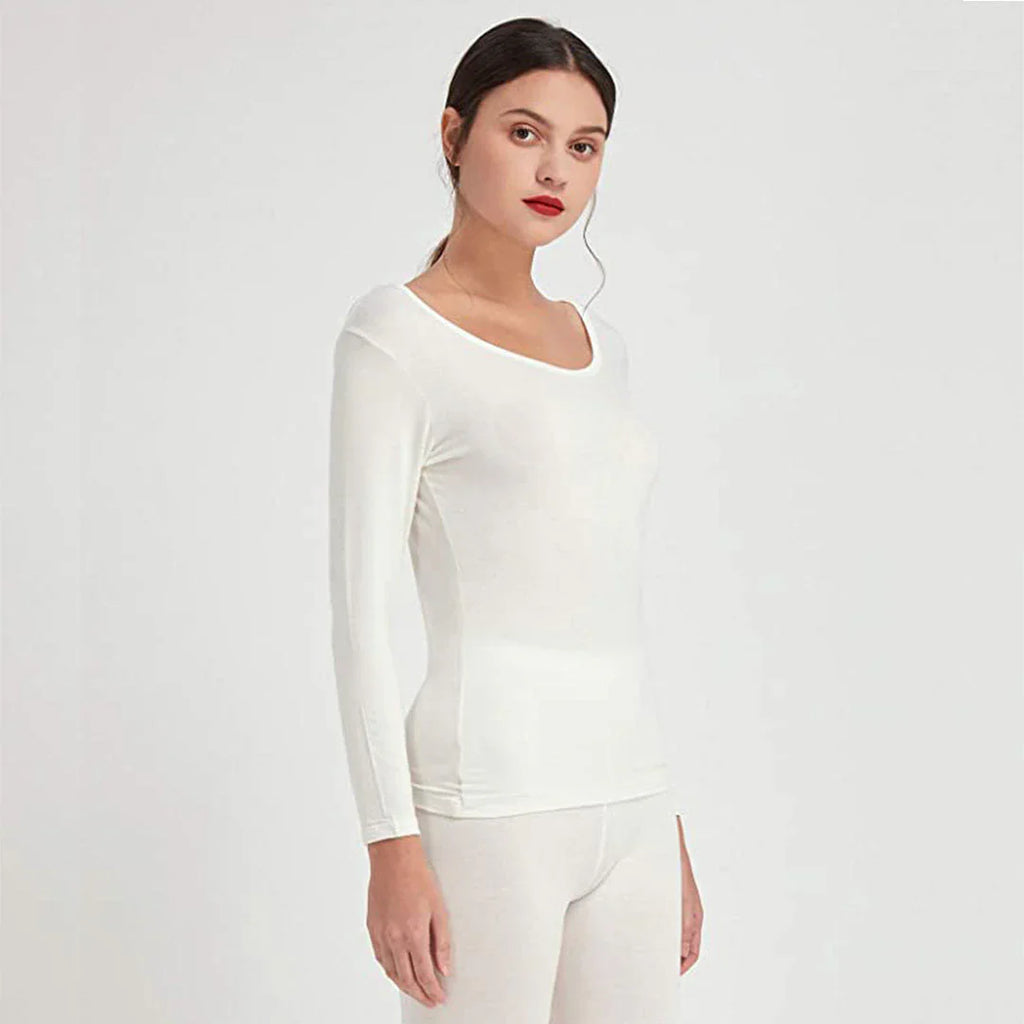 Women's Thermal Warmer Wool- SHIRT - WHITE