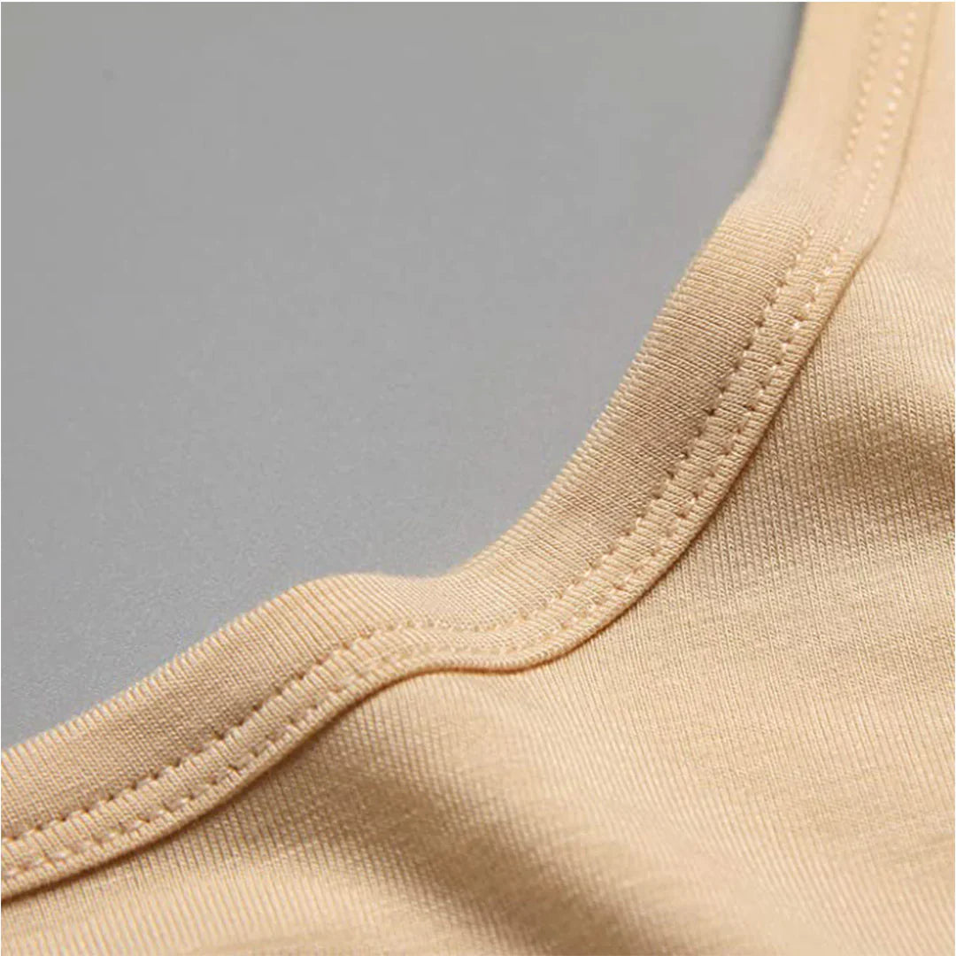 Women's Deep Neck Full-Body Thermal Warmer Wool (FULL SUIT) - BEIGE