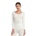 Women's Deep Neck Full-Body Thermal Warmer Wool (FULL SUIT) - WHITE