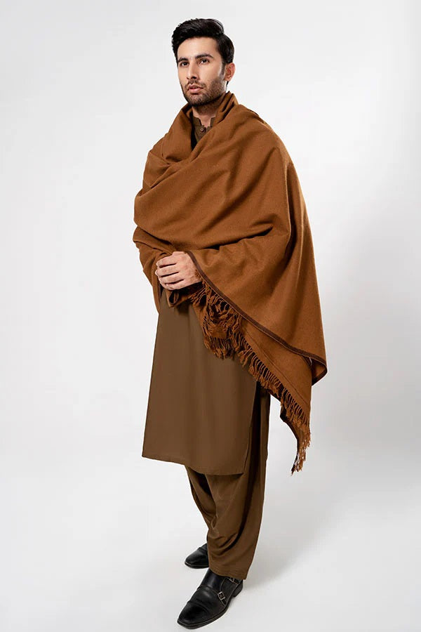 J. Men's Winter Wool Shawl - Copper Brown