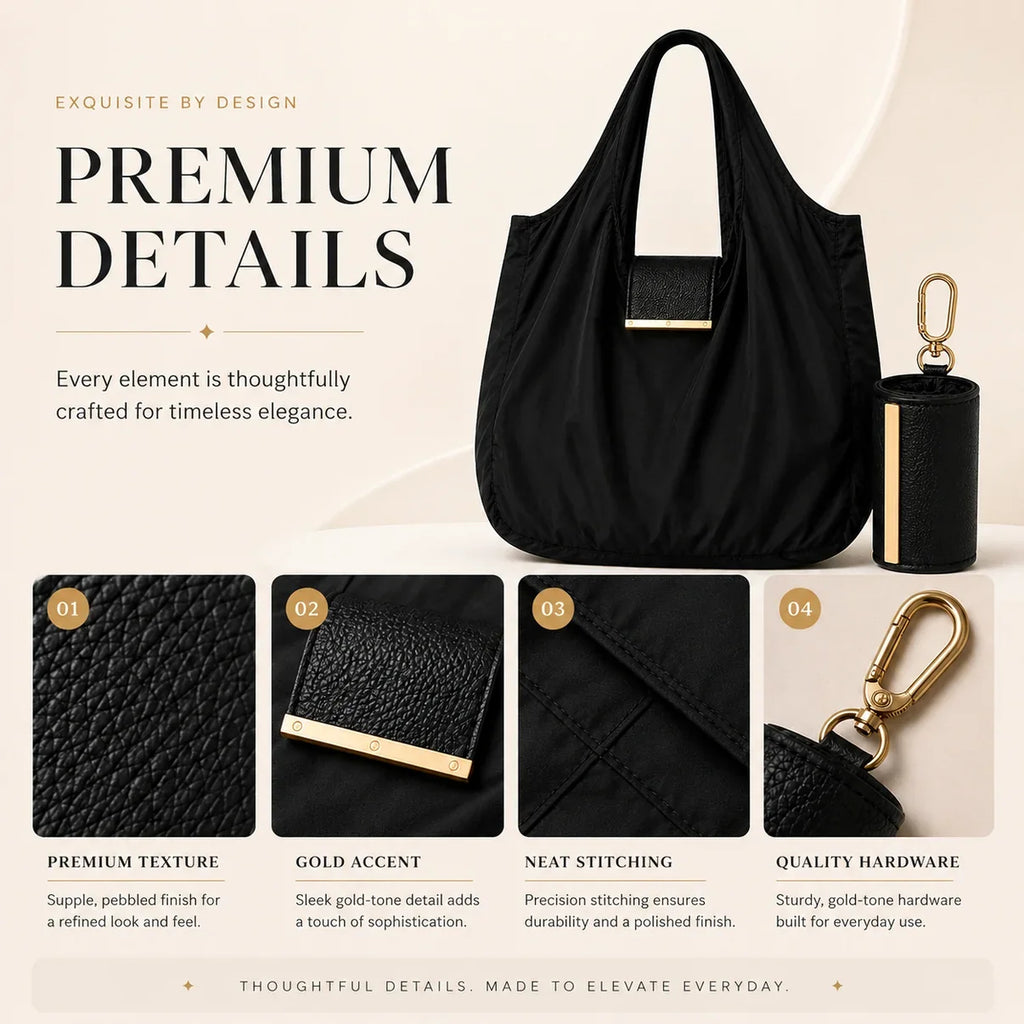 Foldable Keychain Tote Bag with Compact Leather Case