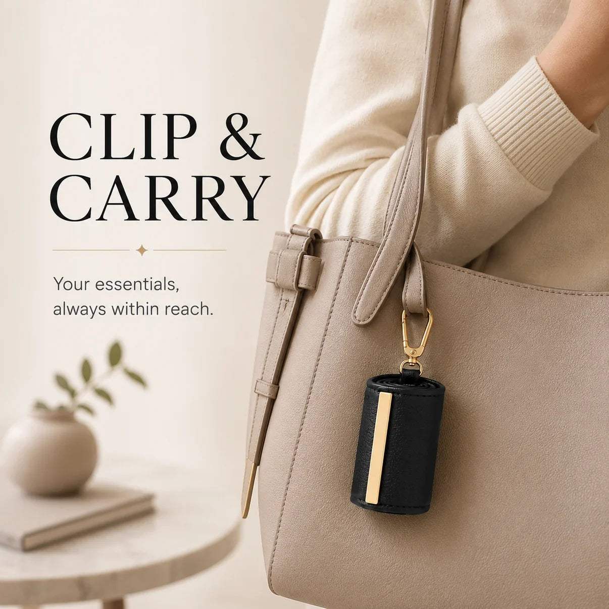 Foldable Keychain Tote Bag with Compact Leather Case