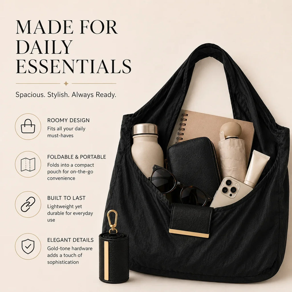Foldable Keychain Tote Bag with Compact Leather Case