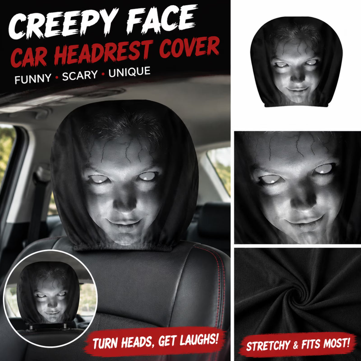 Ghost Car Headrest Covers