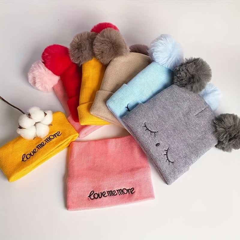 KIDS EYEBROW WOOL CAP ( PINK ) #153