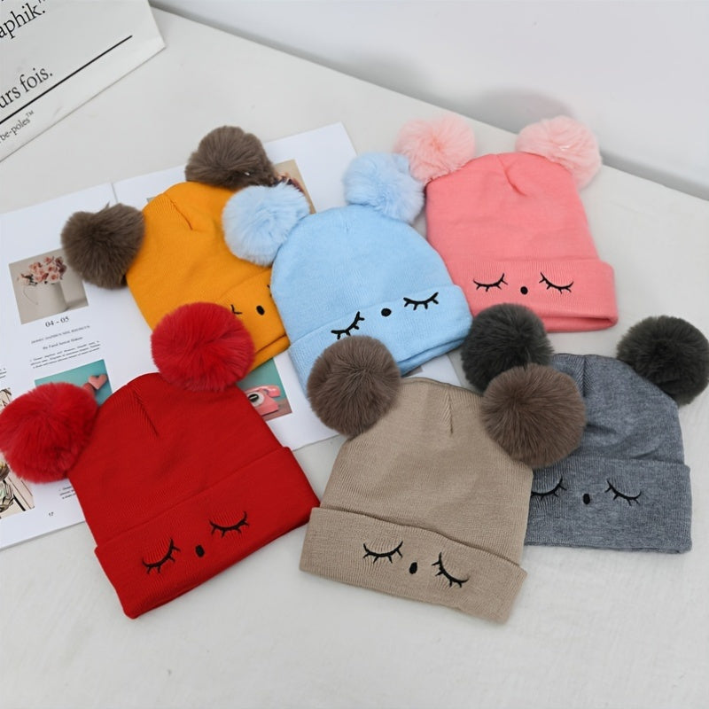 KIDS EYEBROW WOOL CAP ( RED ) #153