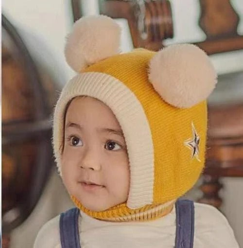 KIDS STAR WOOL CAP ( YELLOW ) #155