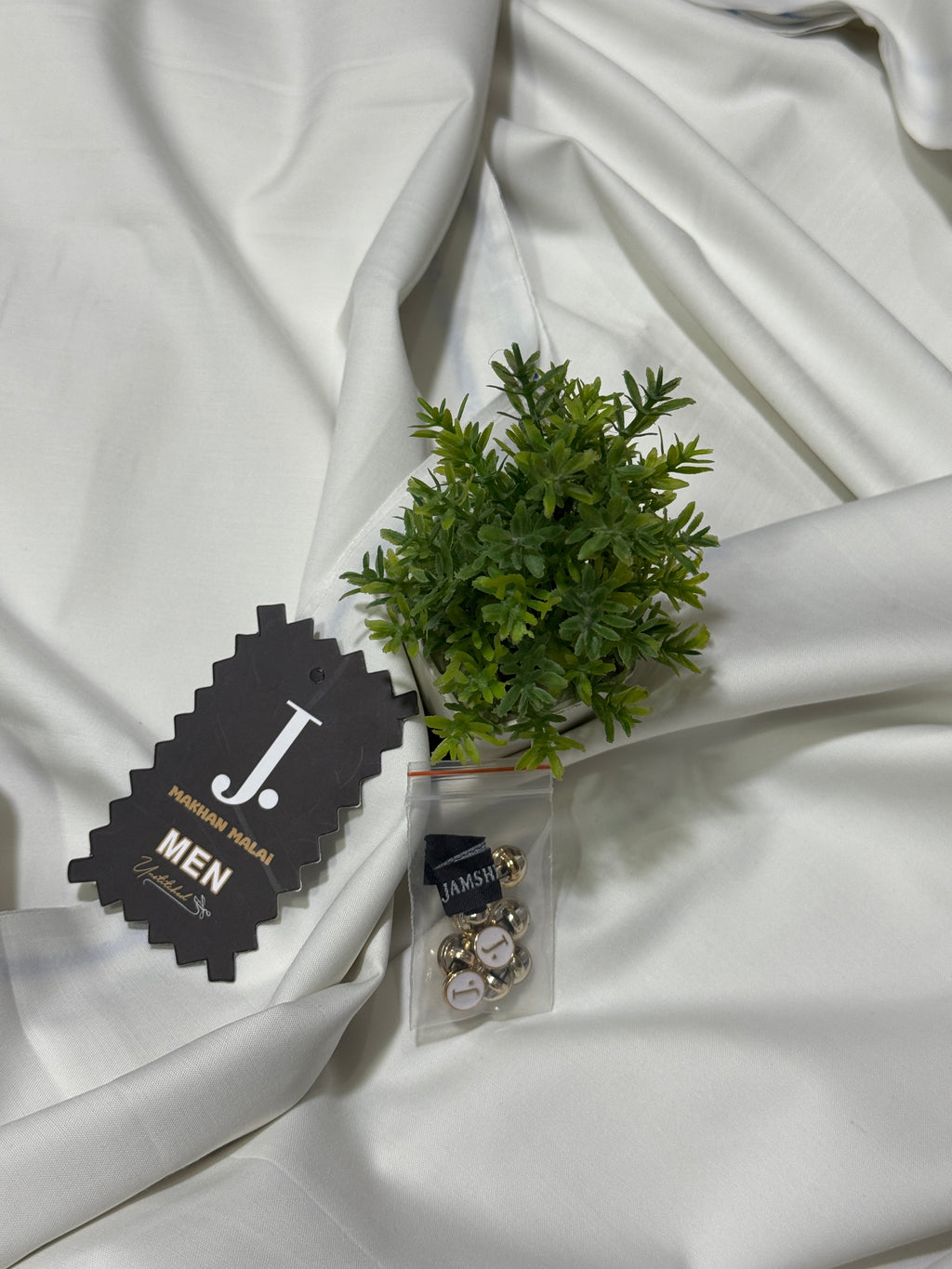 J. MALAI BOSKI (UNSTITCHED) PEARL WHITE