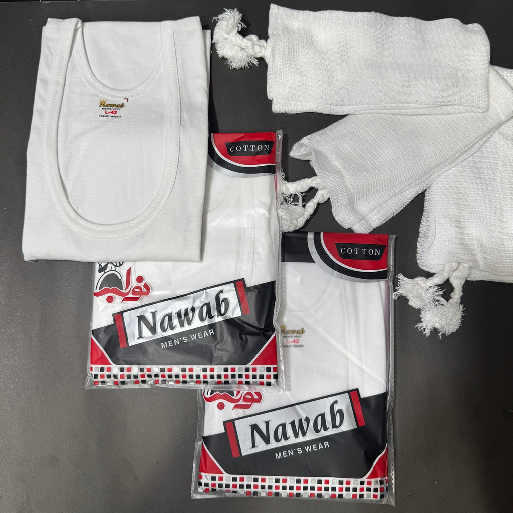 3 Sleeveles Vest (WHITE) + 3 Narrey (Drawstring)