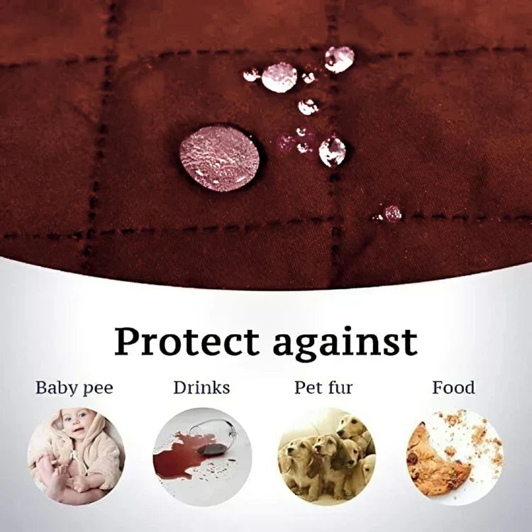 Waterproof Cotton Quilted Sofa Cover - Sofa Runners (Brown)