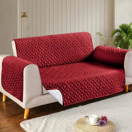 Ultrasonic Quilted Sofa Cover (Maroon)