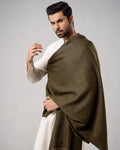 J. Men's Winter Wool Shawl - Olive Green