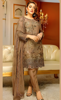 Unstitched 3pc Dress Heavy Embroidered
