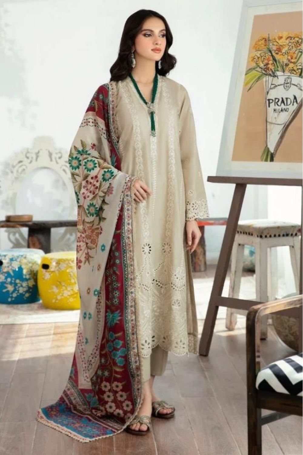 3pc Lawn Heavy Embroidered