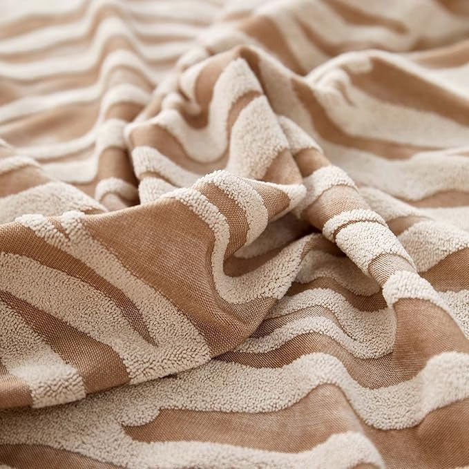 L Shape Zebra Velvet Sofa Covers - Fitted Style ( Beige)