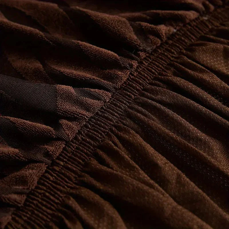 L Shape Zebra Velvet Sofa Covers - Fitted Style ( Brown)