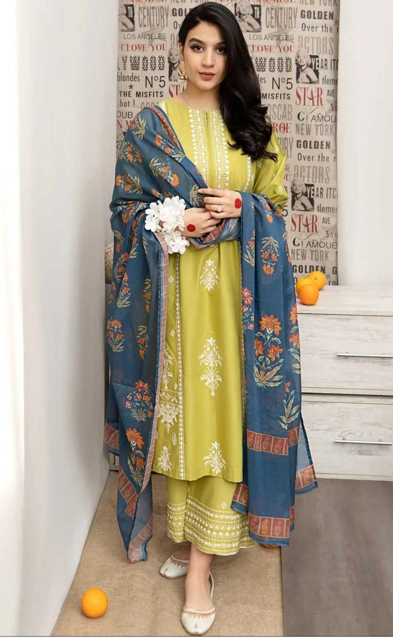 3pc Lawn Heavy Embroidered