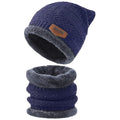 (Navy Blue) Beanie Wool Cap With Neck Warmer. Full Set-2 Pieces #151
