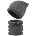 (Grey) Beanie Wool Cap With Neck Warmer. Full Set-2 Pieces #151