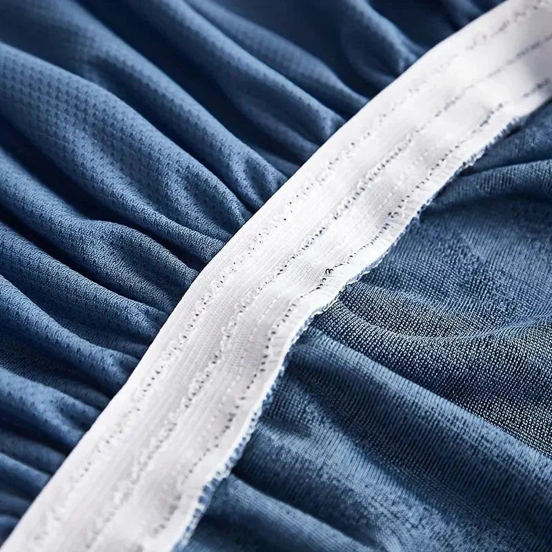 L Shape Zebra Velvet Sofa Covers - Fitted Style (Blue)