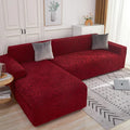 L Shape Zebra Velvet Sofa Covers - Fitted Style (Meroon)