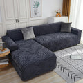 L Shape Zebra Velvet Sofa Covers - Fitted Style (Grey)