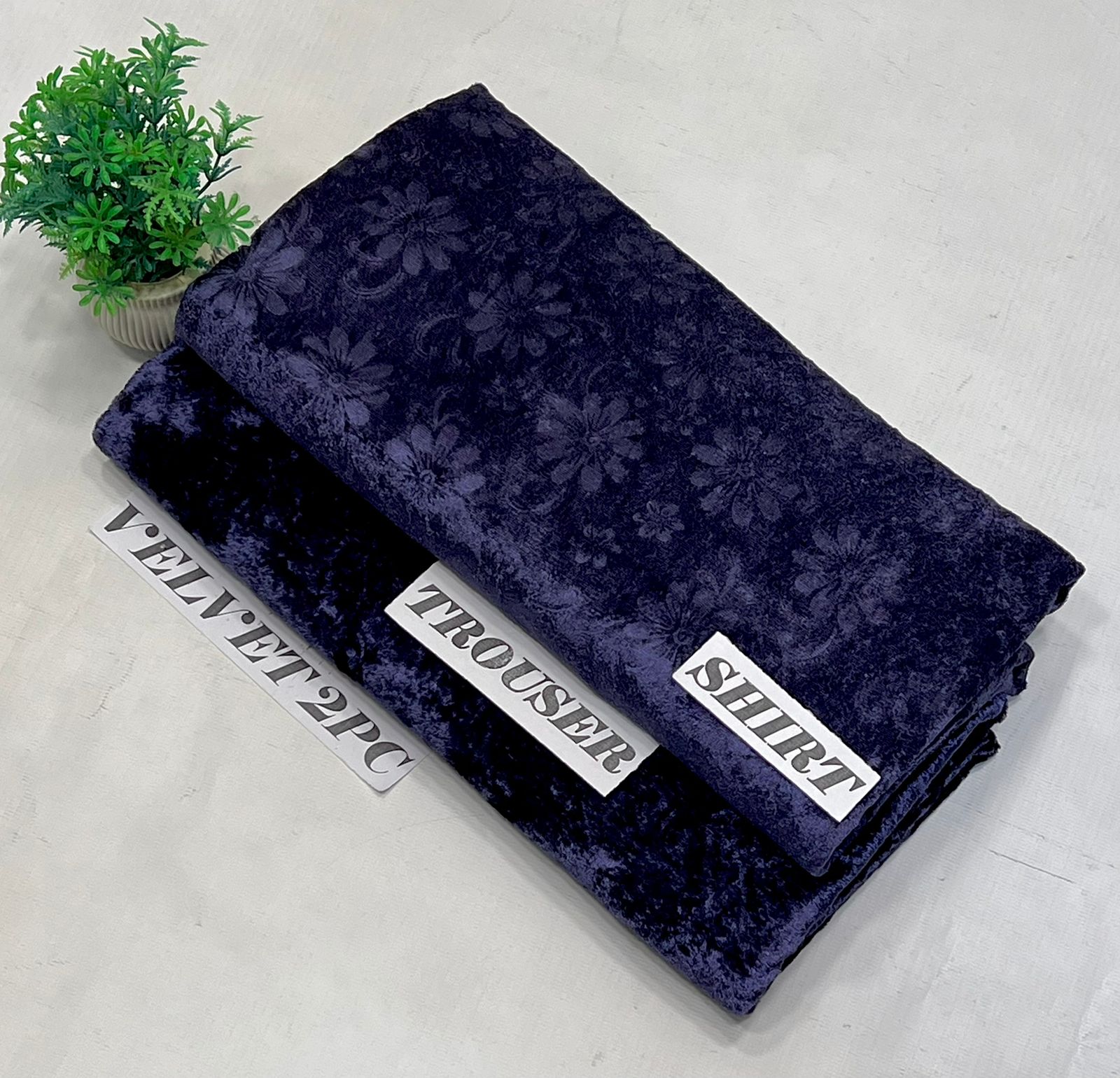 KOREAN VELVET 2PC KT-32 ( Navy Blue )