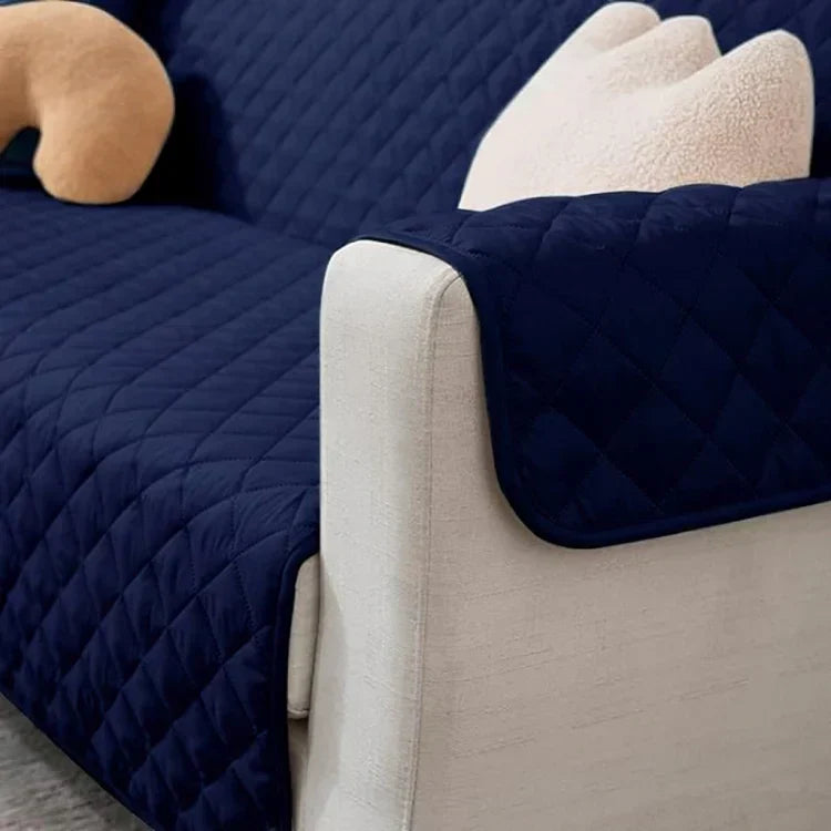 Quilted Sofa Cover (Navy Blue)