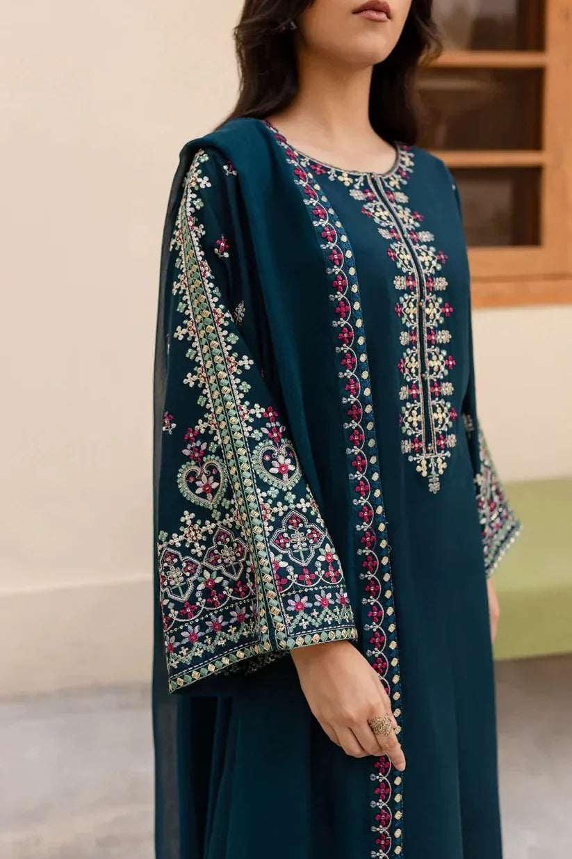 3PC Unstitched Lawn Embroidered Suit