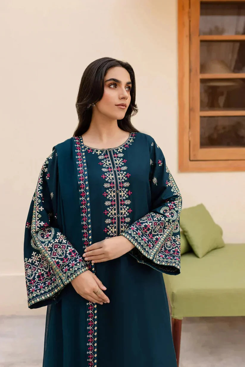3PC Unstitched Lawn Embroidered Suit