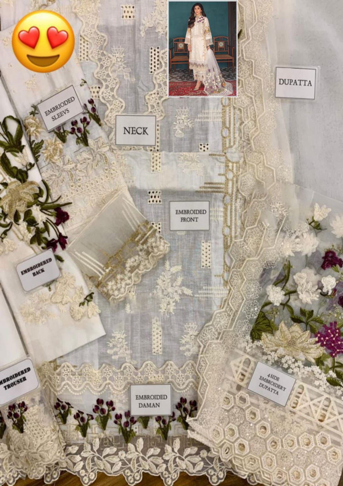 EMBROIDERED LAWN CHIKANKARI UNSTITCHED 3pc